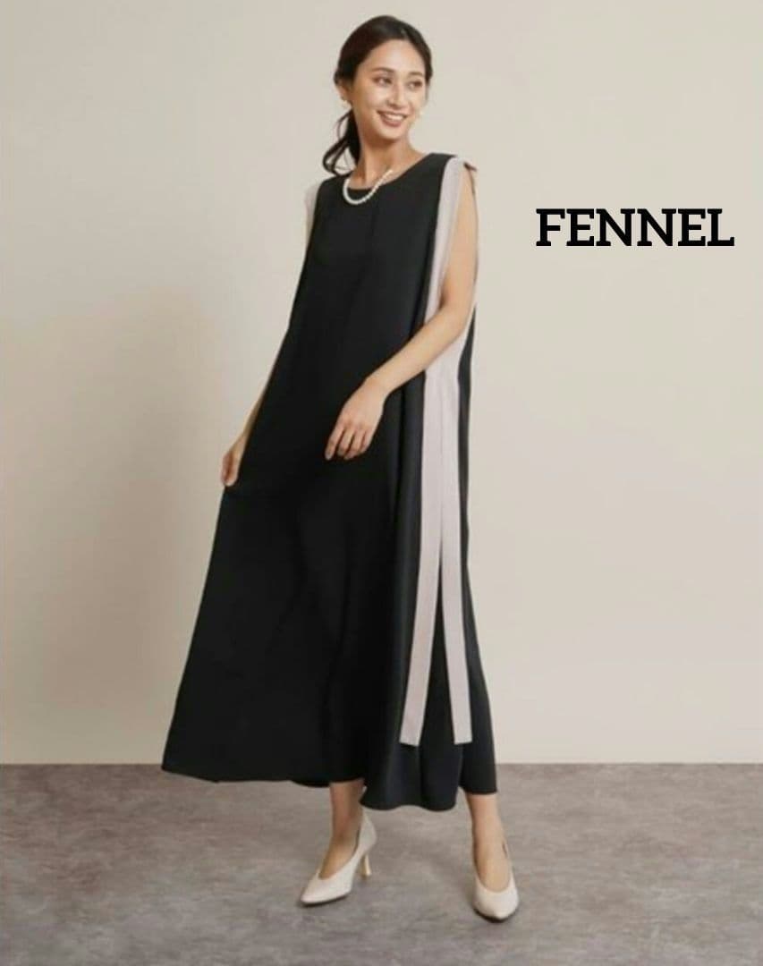 FENNEL（フェンネル）バイカラーAラインワンピース （ブラック） フェンネル FENNEL バイカラーAラインワンピース （ブラック