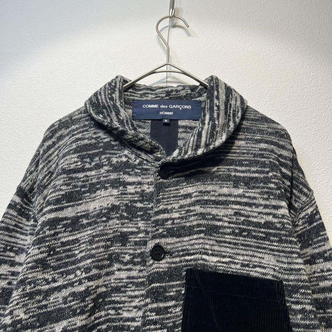 希少 美品 コムデギャルソンオム 総柄 ドッキングカーディガン ニット