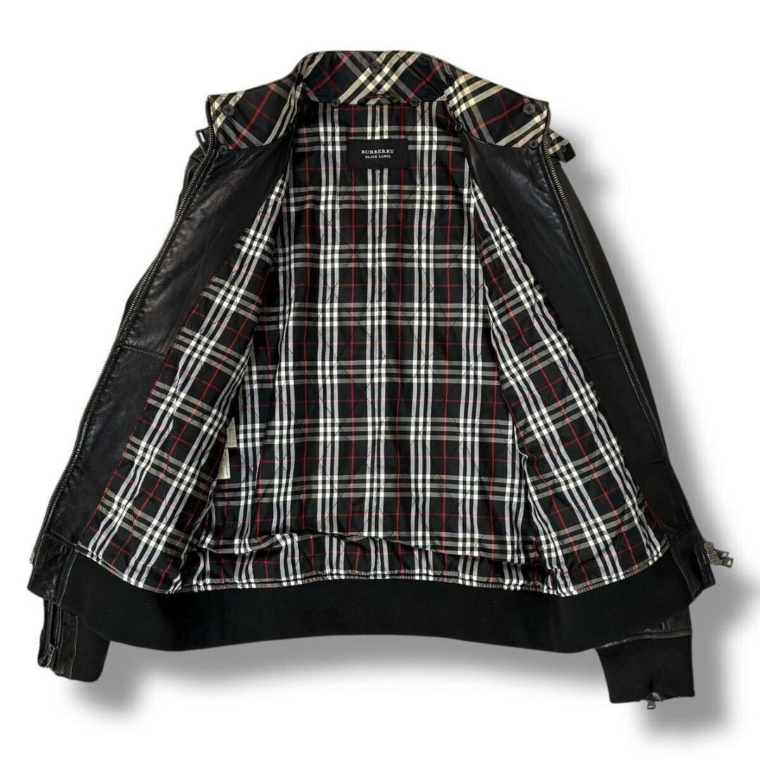 美品】バーバリーブラックレーベル 羊革 ライジャケット ノバチェック