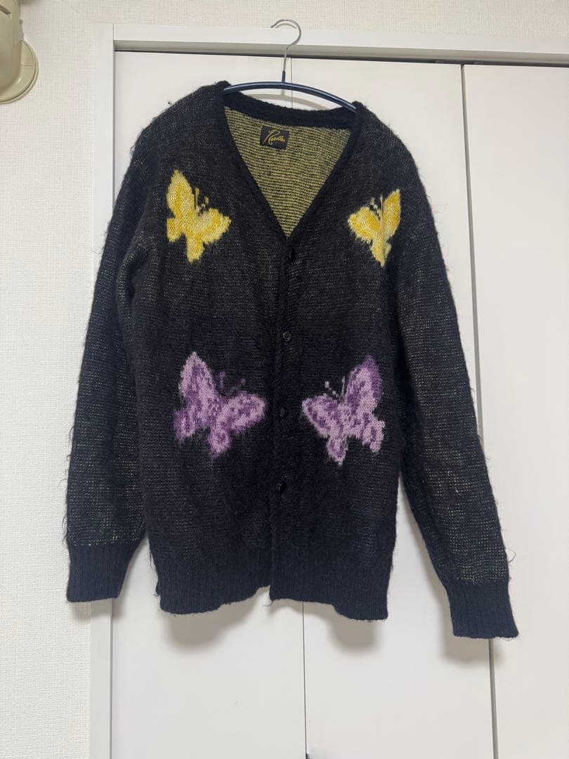 needles蝶刺繍 ブラック カーディガン