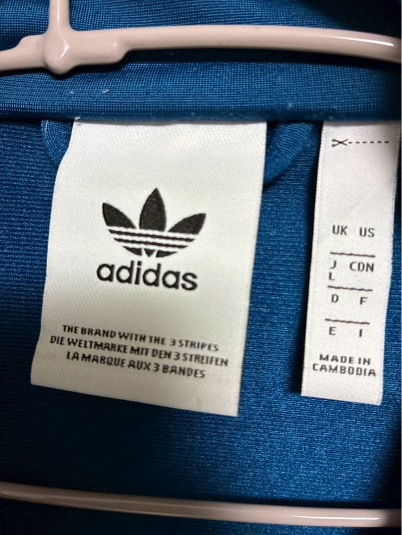 adidas 青 ジャージ Mサイズ 3本ライン - メルカリ