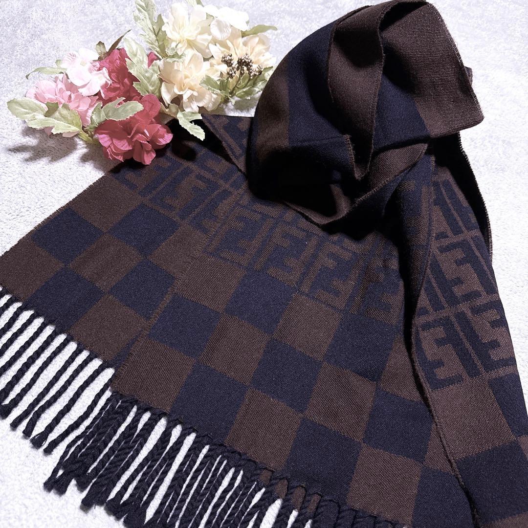 【未使用】フェンディ ズッカ ペカン マフラー ウール ストライプ ユニセックス FENDI - フェンディ FENDI マフラー レディース メンズ ブランド