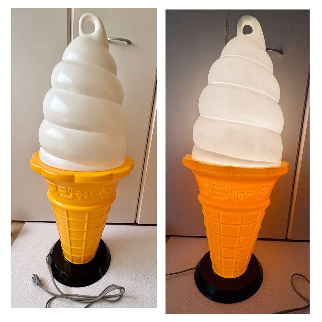 スジャータ TOMI ソフトクリーム看板 ライト点灯　照明 あんどん 非売品 ◇TOMI ソフトクリーム型あんどん ライト スジャータ 本体のみ 中古 お