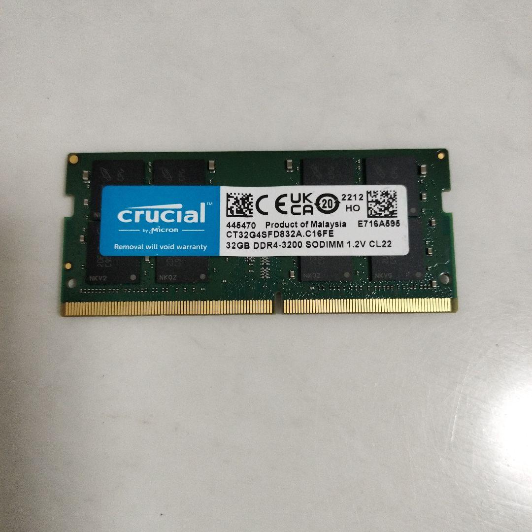 【中古】Crucial 32GB DDR4 3200MHz SODIMM① Crucial 32GB (2x16 GB) Ram DDR4 SO-DIMM 3200 MHz PC4-25600 Laptop
