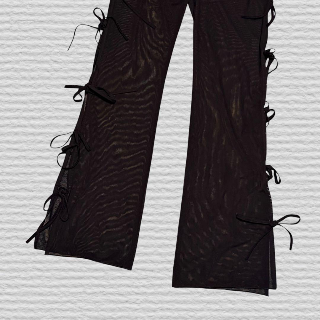 《fiction Tokyo》サイドリボンシアーフレアパンツ ブラック