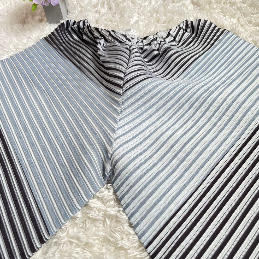 極美品】プリーツプリーズ ストライプ プリーツ ガウチョパンツ サイズ