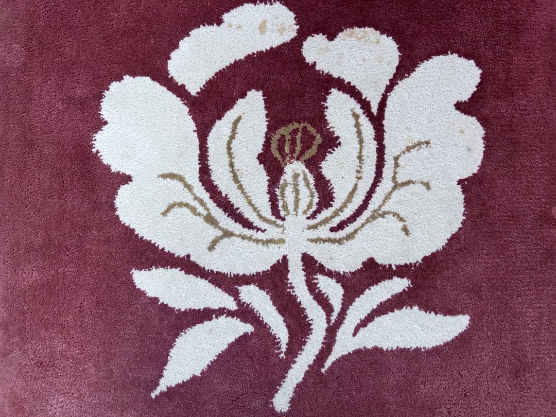 鍋島緞通 新鍋島 吉島敷物 座布団 牡丹B-1 茜地　-349-