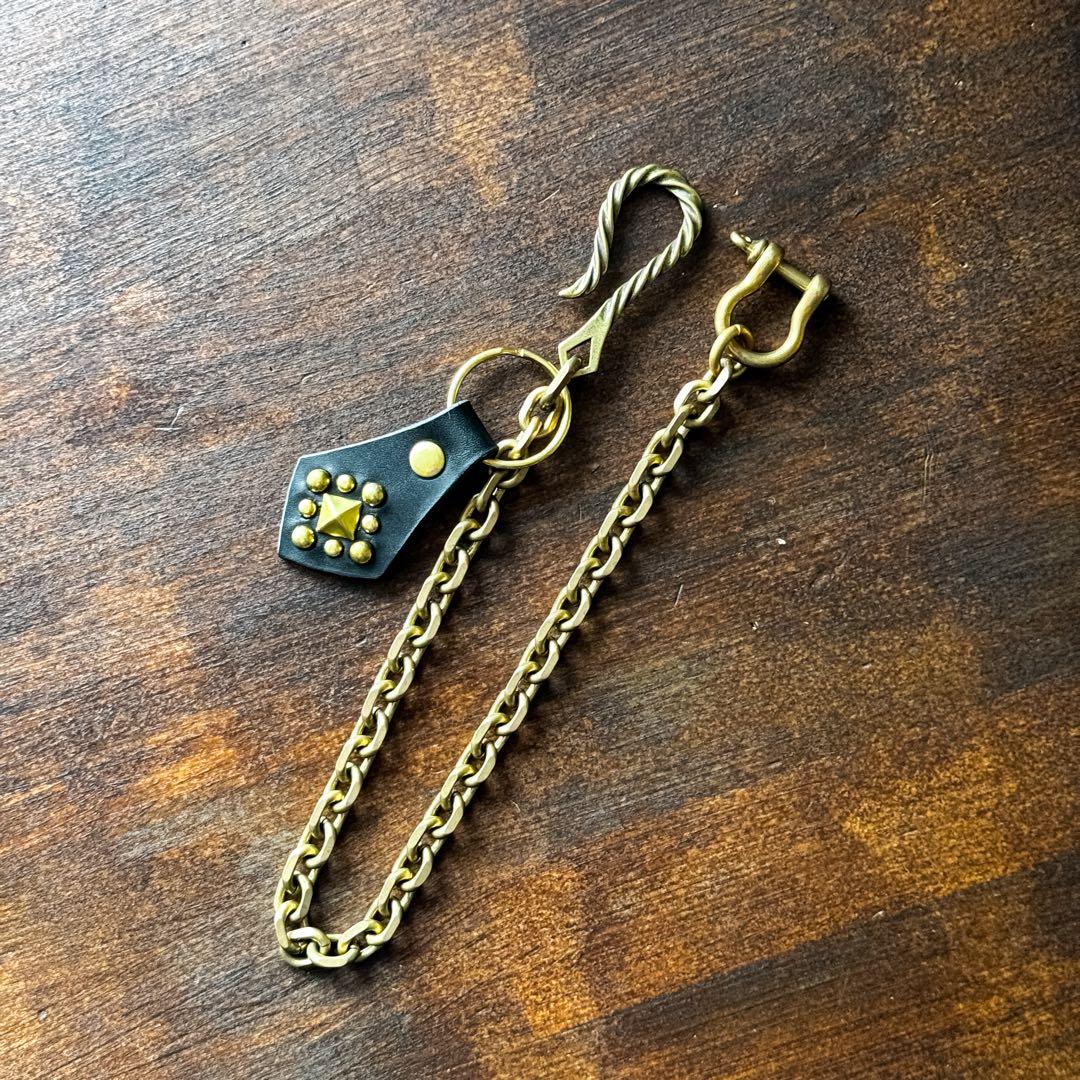 ウォレットチェーン ブラス45cmツイストフック ステンレス ウォレットチェーン ゴールド シルバー ミックス メンズ