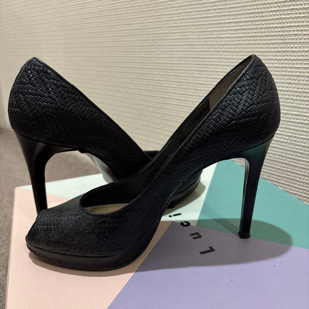 お呼ばれやお仕事に◎24㎝ MEDA ブラック オープントゥ ハイヒール