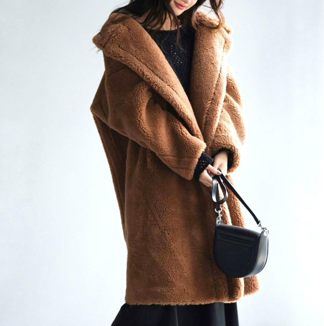 極美品✨セゾンドパピヨン テディベアコート ボアコート キャメル