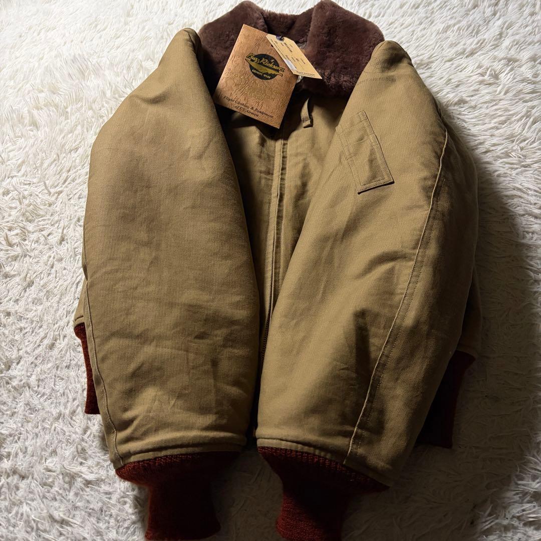 未使用級□バズリクソンズ フライトジャケット B-15 襟ボア 赤リブ 38