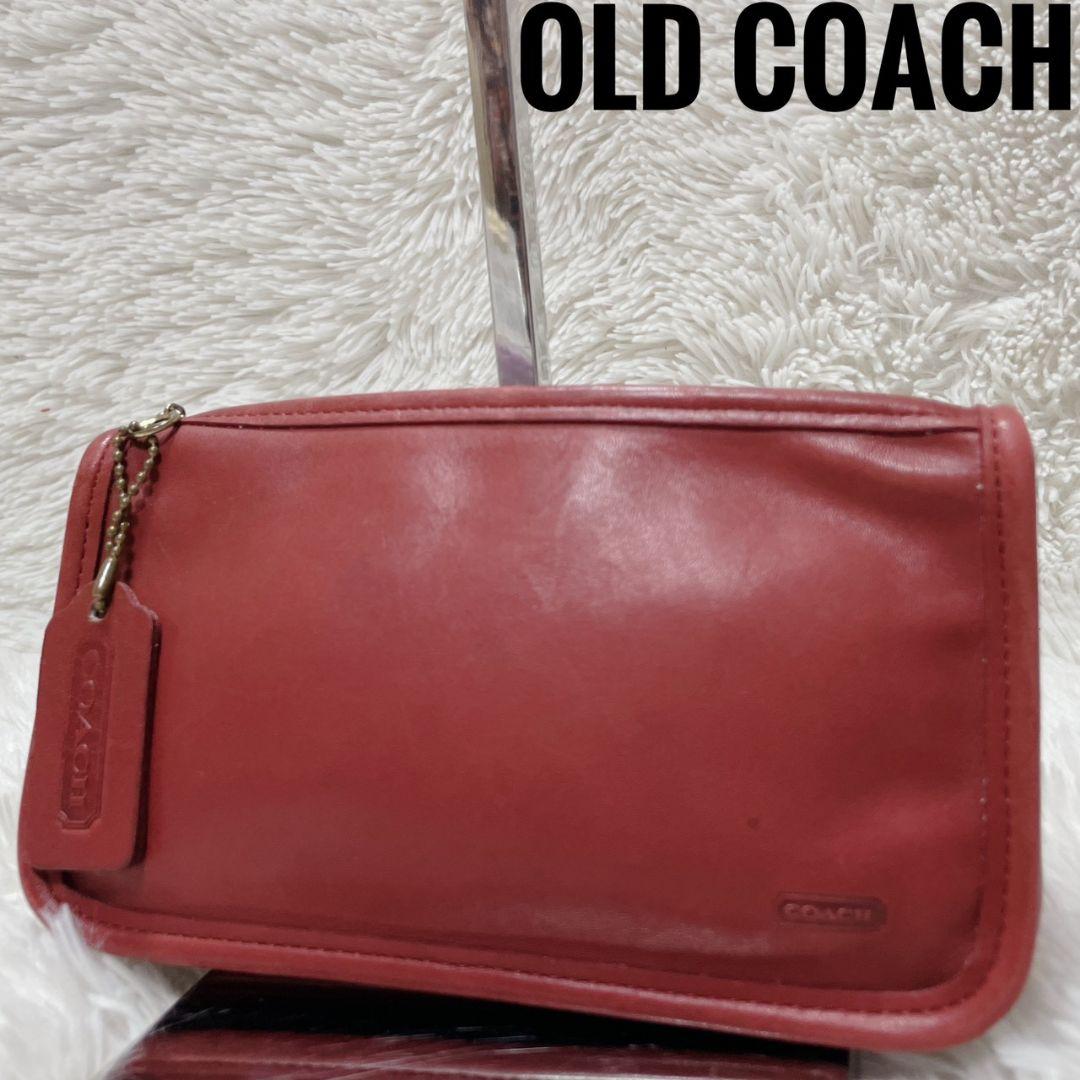 オールドコーチ　レッド　ポーチ　レディース　金具　グラブタンレザー 希少】オールドコーチ ポーチ クラブタンレザー 赤 アメリカ製