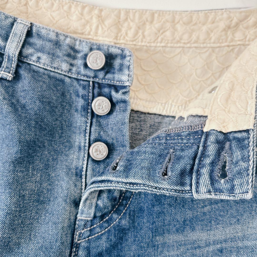 新品 ミナペルホネン always ロールアップデニム 38 mina - メルカリ