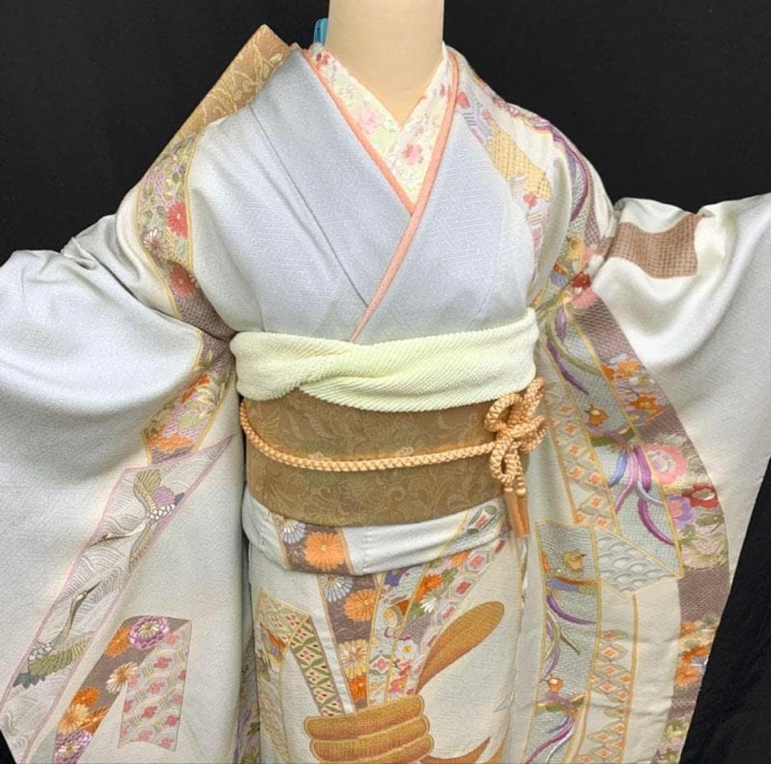 振袖 成人式 結婚式 総刺繍 束ね熨斗 淡い水色 ☆美品☆ - メルカリ