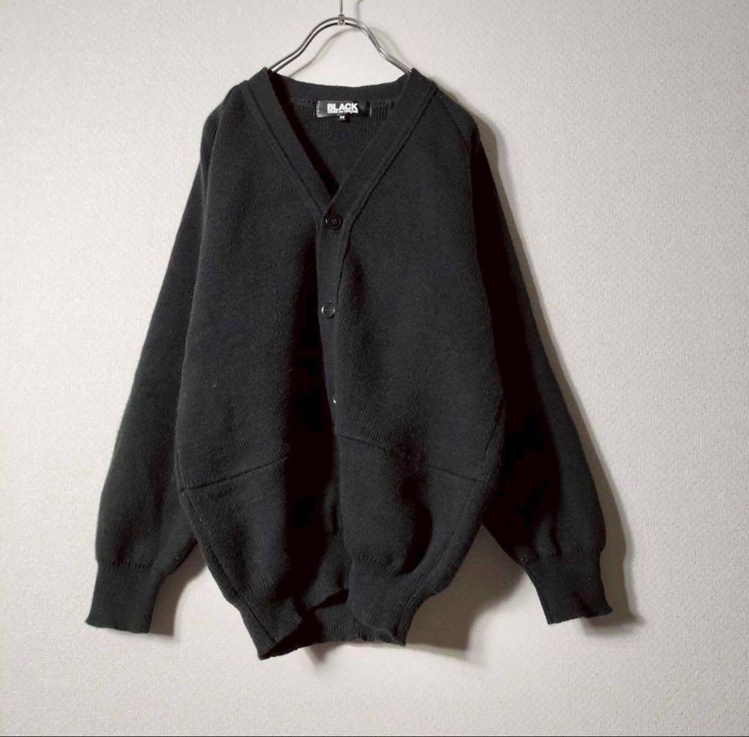 ブラックコムデギャルソン アクリルニット カーディガン 厚手 黒