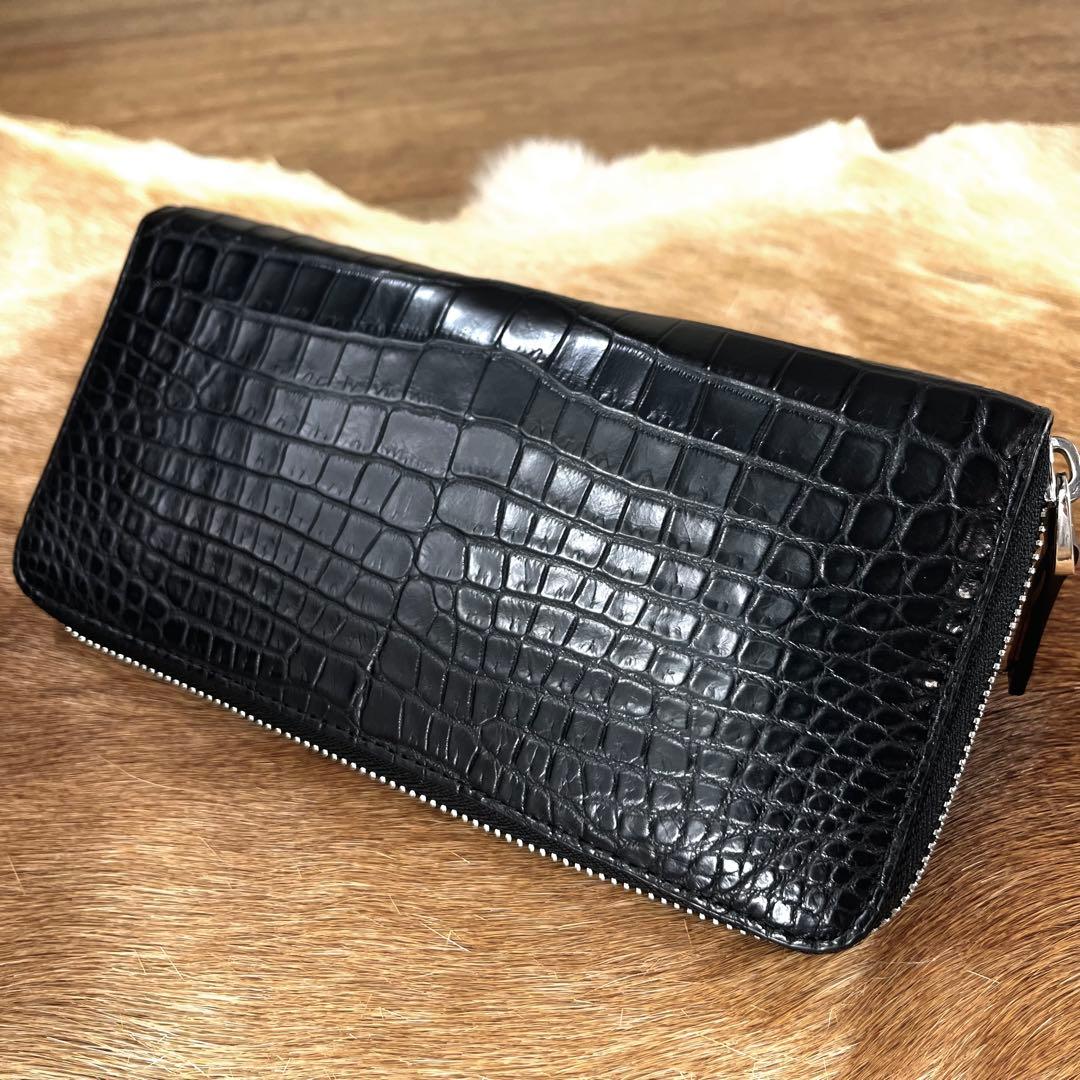 新品同様 定12万 最高峰 クロコダイル ポロサス 一枚革 多機能 長財布