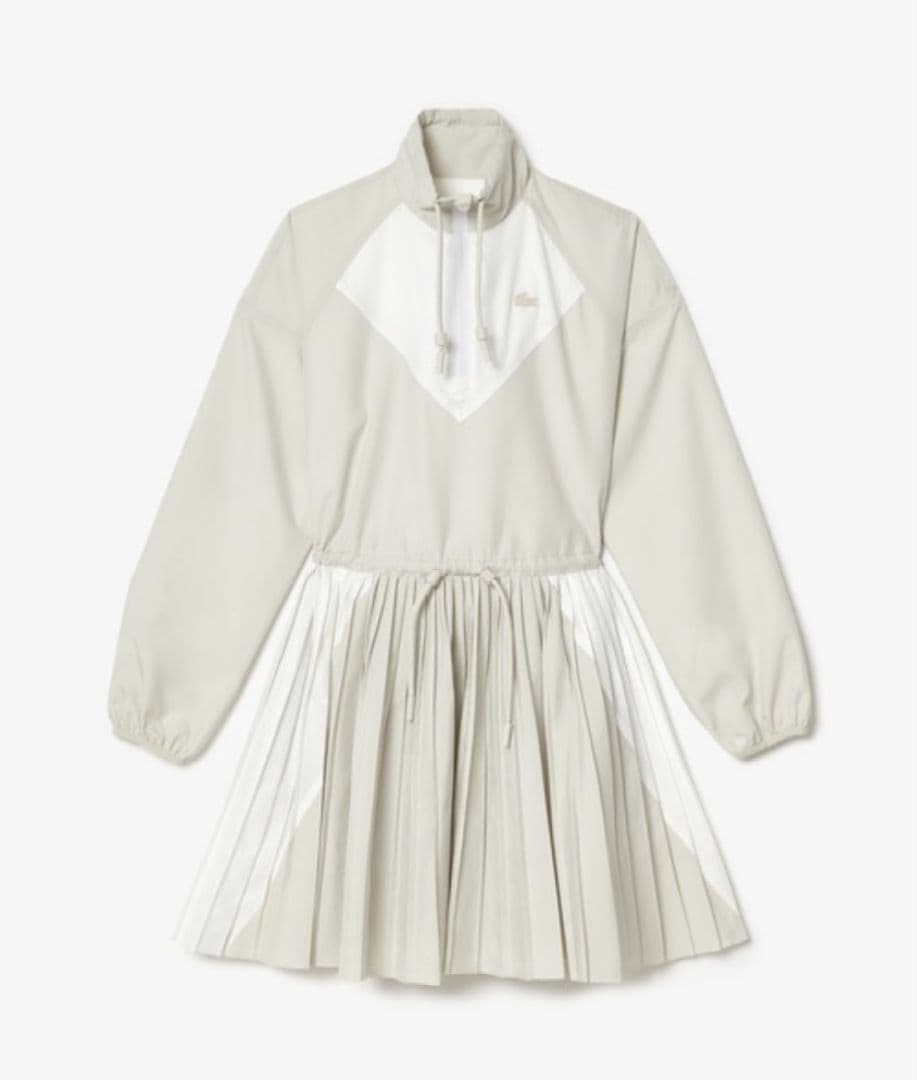 LACOSTE 白 ワンピース プリーツスカート36（ M相当） 売切予定 LACOSTE（ラコステ） ワンピース プリーツスカートアノラックドレス