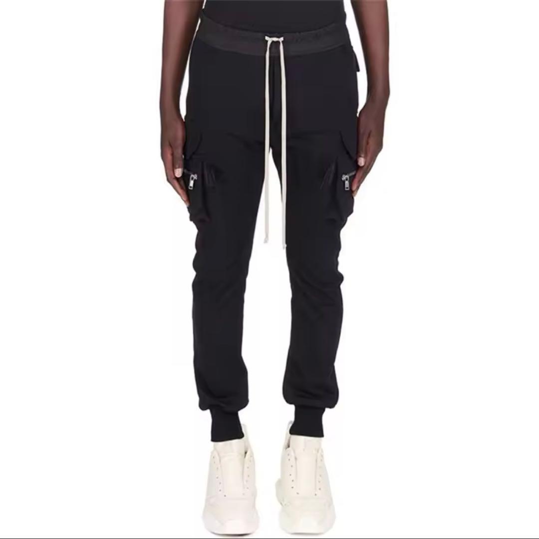 ブラックカーゴパンツ スウェット素材 スウェットパンツ ジャージ カーゴパンツ/ スウェットカーゴパンツ