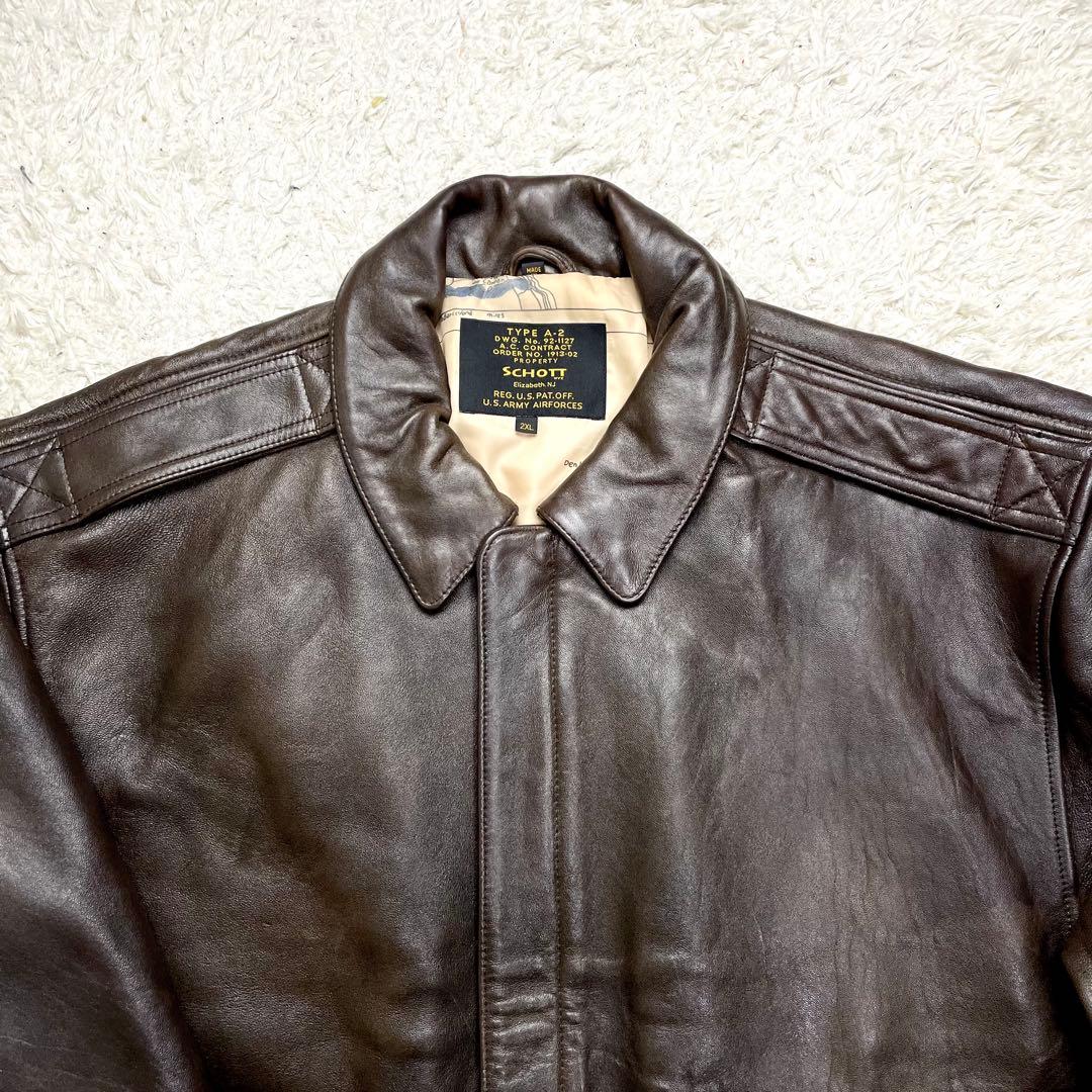 ◇極美品/2XL◇ショット A-2 フライトジャケット レザージャケット