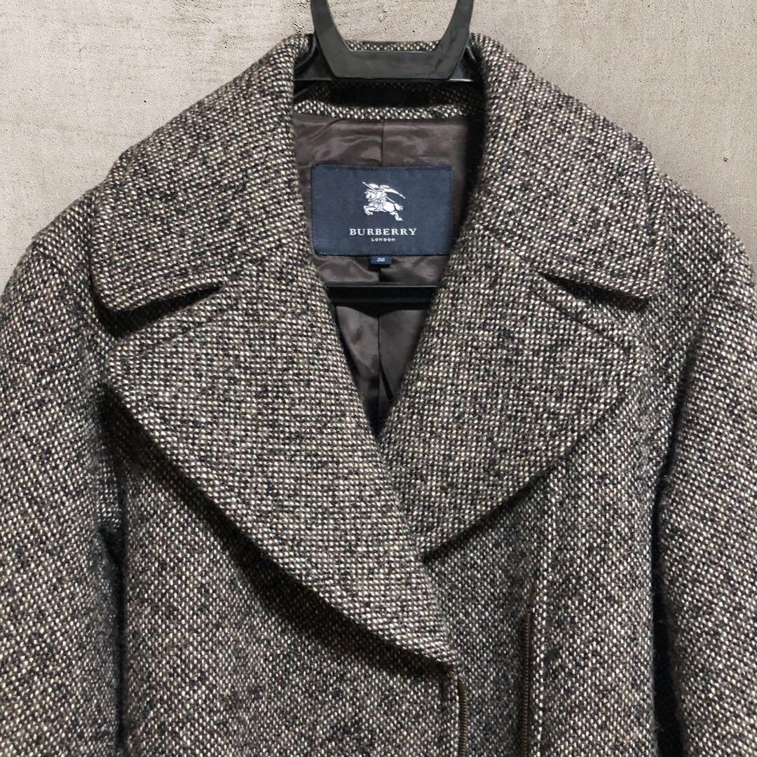 美品】バーバリーロンドン アルパカモヘヤブレンド ツイード ジップ