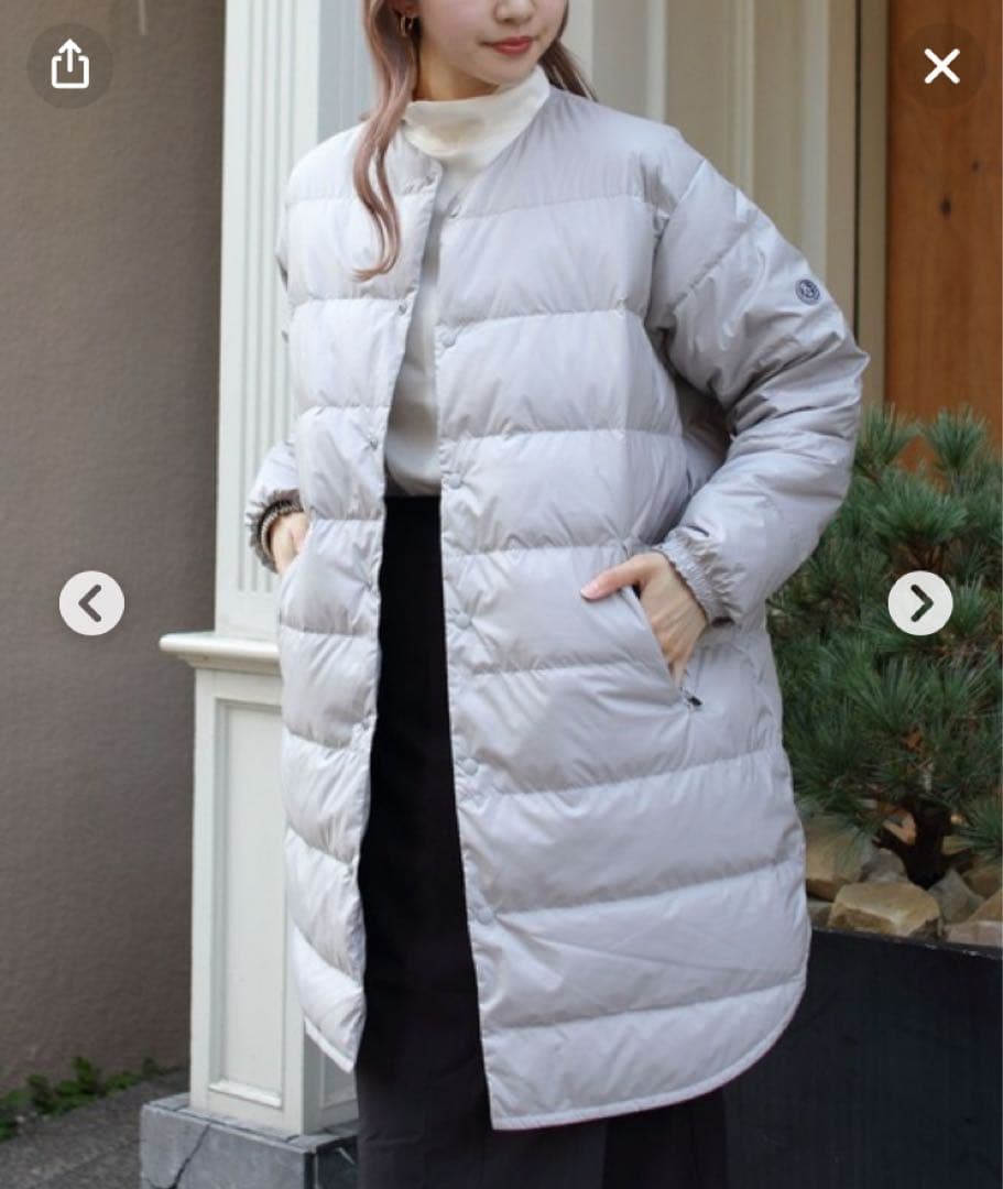 オーシバル　ロングダウンジャケット ライトグレー サイズ1 M ORCIVAL（オーシバル） ダウンコート ダウンジャケット ラウンドネック