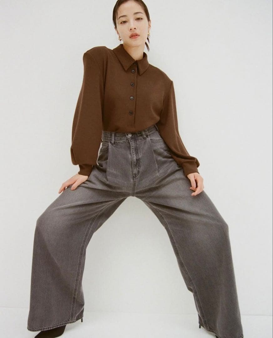 CLANE Suzu Hirose タックワイドデニムパンツ サイズ1 中古・古着通販】CLANE (クラネ) SuzuHirose (スズヒロセ) TUCK WIDE