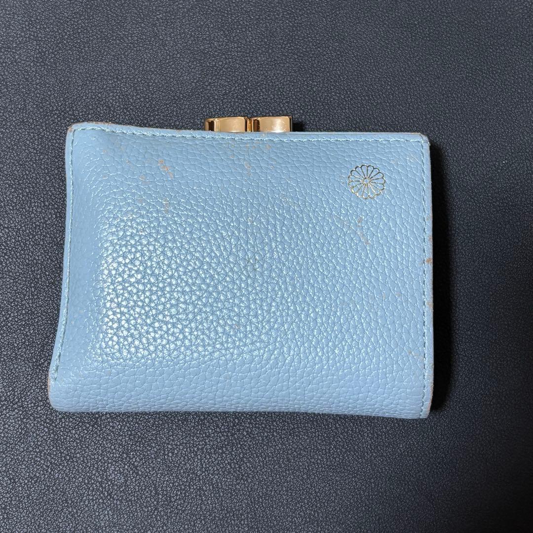 限定 皇居財布 がま口 二つ折り財布 ライトブルー 菊紋 - メルカリ