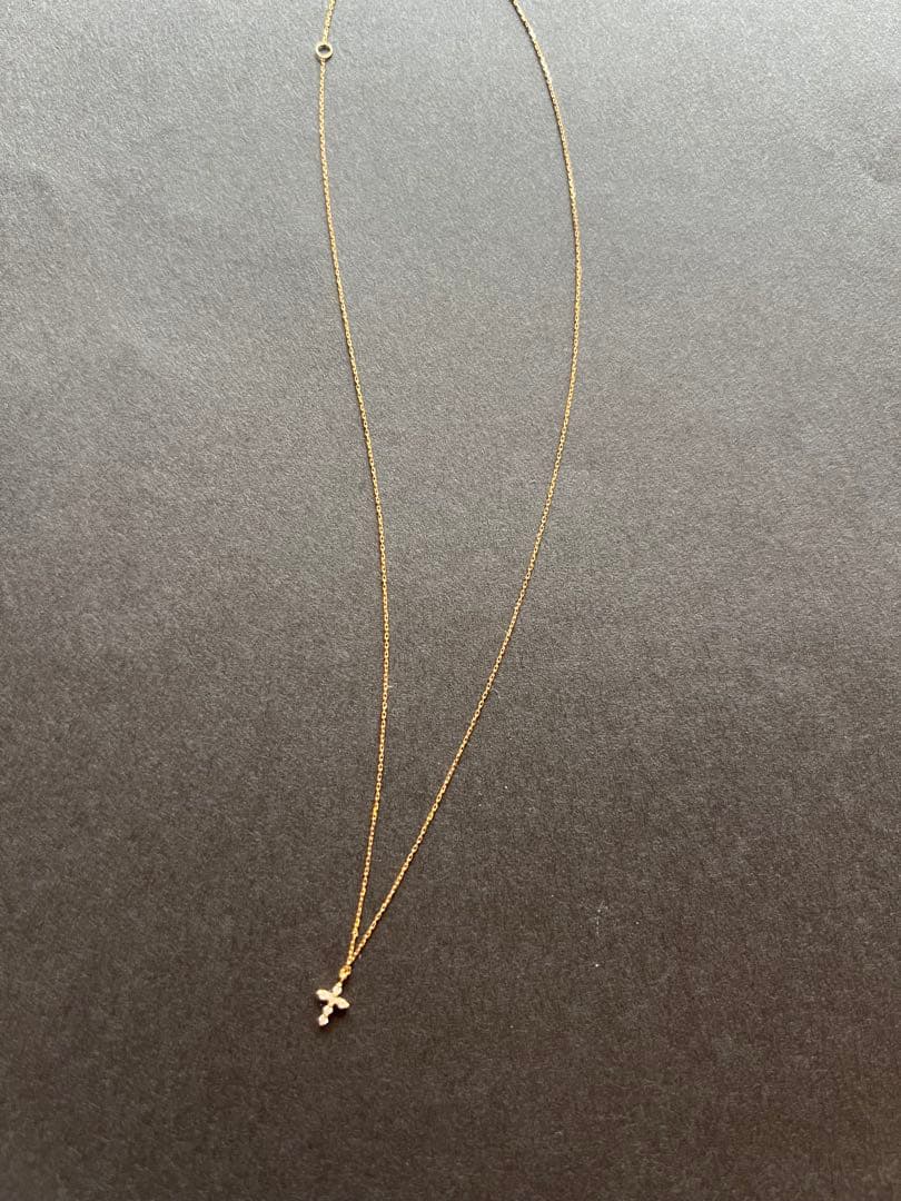 agete アガット K18 ダイヤモンド クロスネックレス 0.03ct