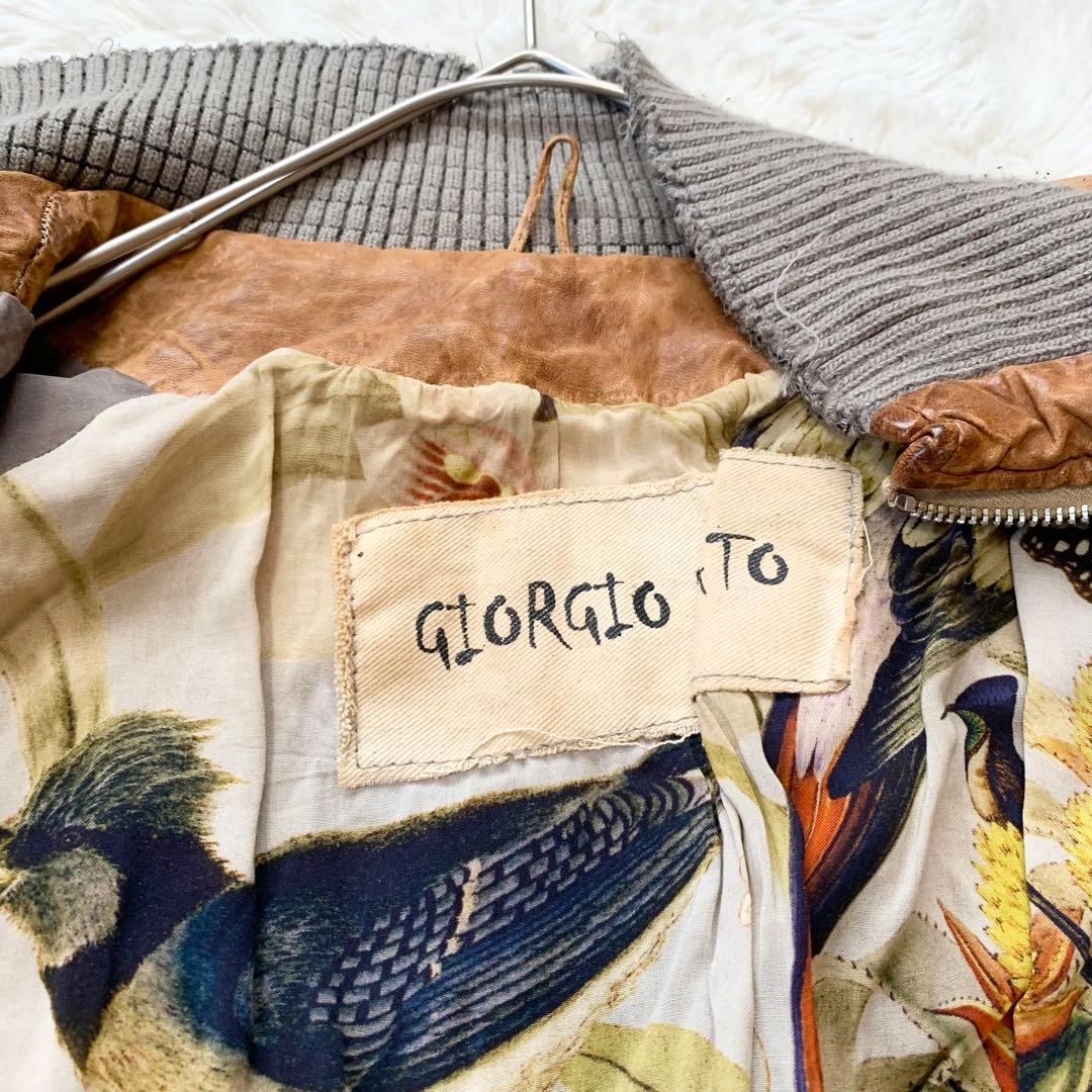 GIORGIO BRATO レザー ジャケット 袖リブ 鳥 42サイズ ブラウン - メルカリ