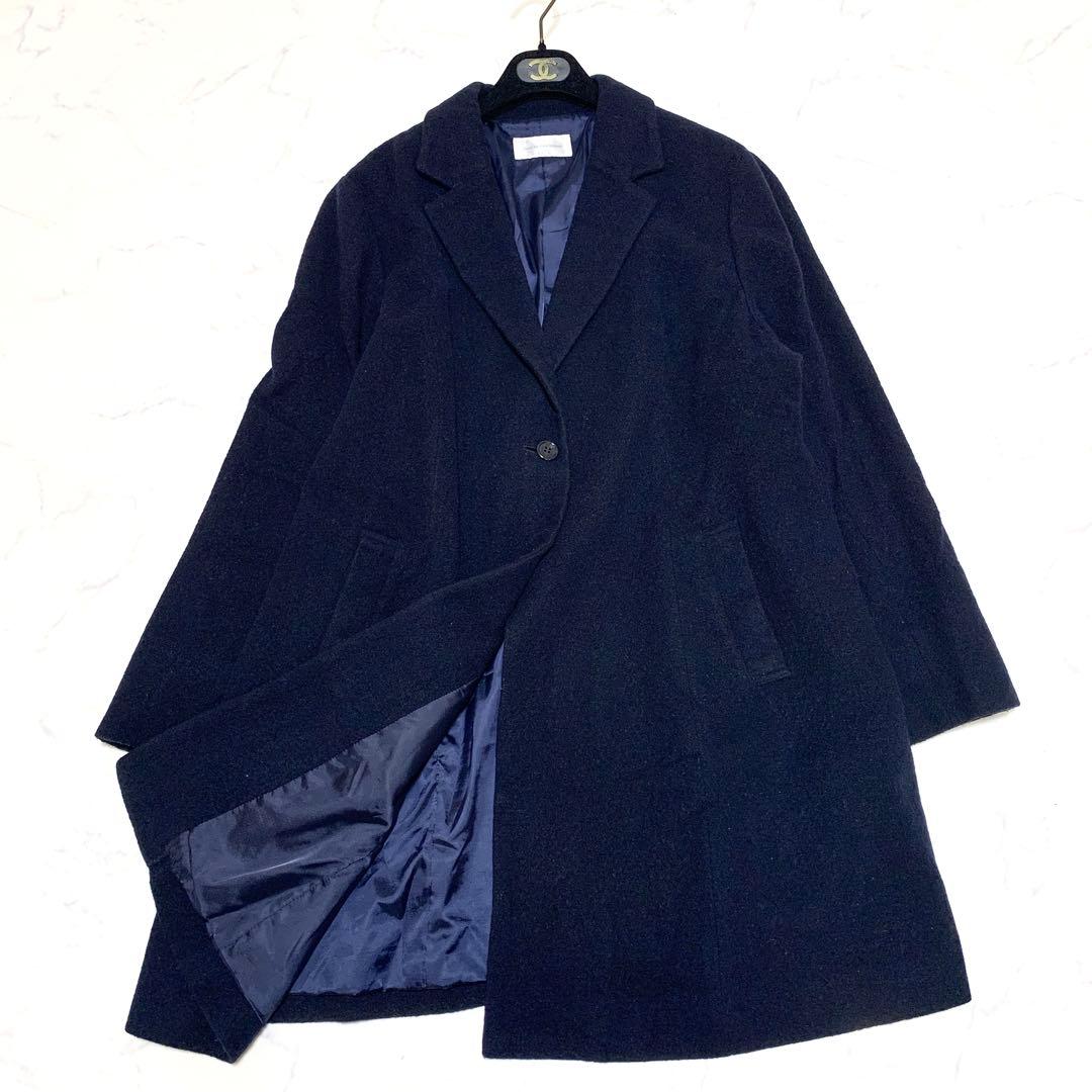 【カシミヤ　特大4L!】フルールバイミントブリーズ　チェスターコート　ネイビー fleur by mint breeze（フルールバイミントブリーズ） ステンカラー