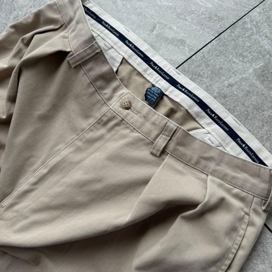 90s ラルフローレン 2タック チノパン アンドリュー ベージュ ポロチノ