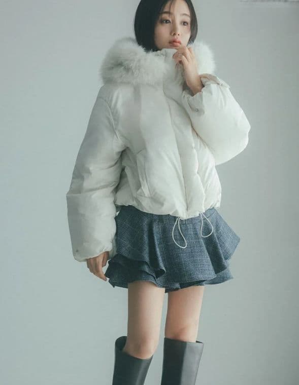 SNIDEL 西川フード ファーショートダウン ホワイト 1サイズ SNIDEL｜【WEB限定カラーあり】西川フードファーショートダウン