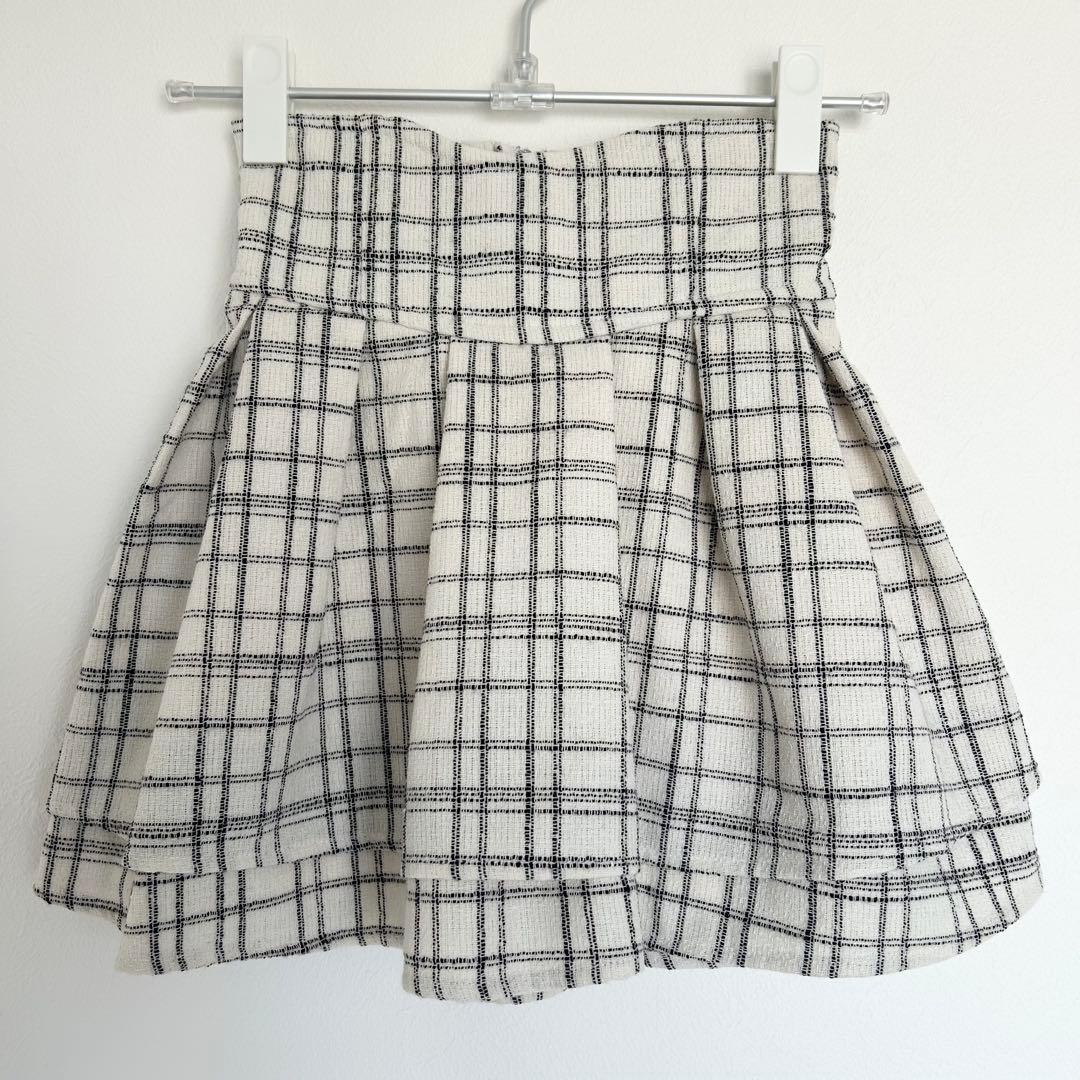 わたし様専用】ミシェルマカロン ツイード美脚スカート ホワイト XS
