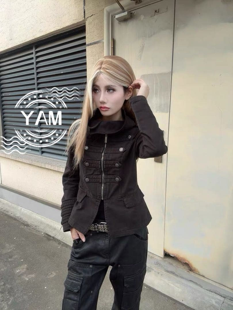 Imdelusion ナポレオンジャケット スリムライダースジャケット Y2K