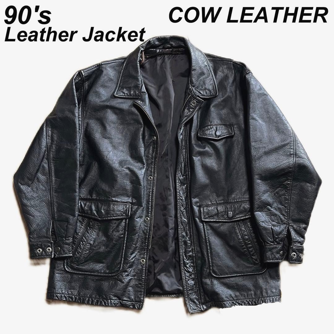 古着 90's レザー ジャケット カバーオール カーコート 90s vintage レザー カーコート カバーオール 菅田将暉 - メルカリ