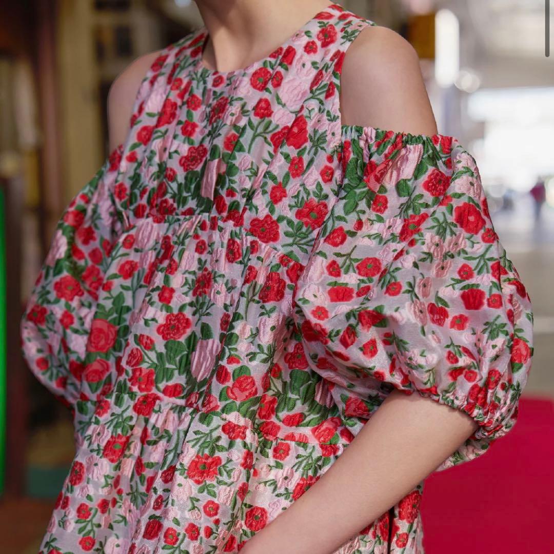 poppy あさぎーにょ ワンピース フラワージャガードオフショルダー