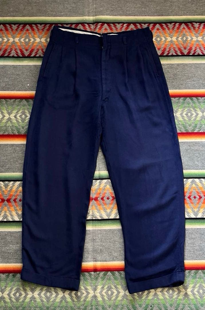 50s レーヨン ギャバジン スラックス ナス紺 ロカビリー ヴィンテージ 50s Rayon Gabardine 2Tack Slacks 50年代 レーヨン ギャバジン