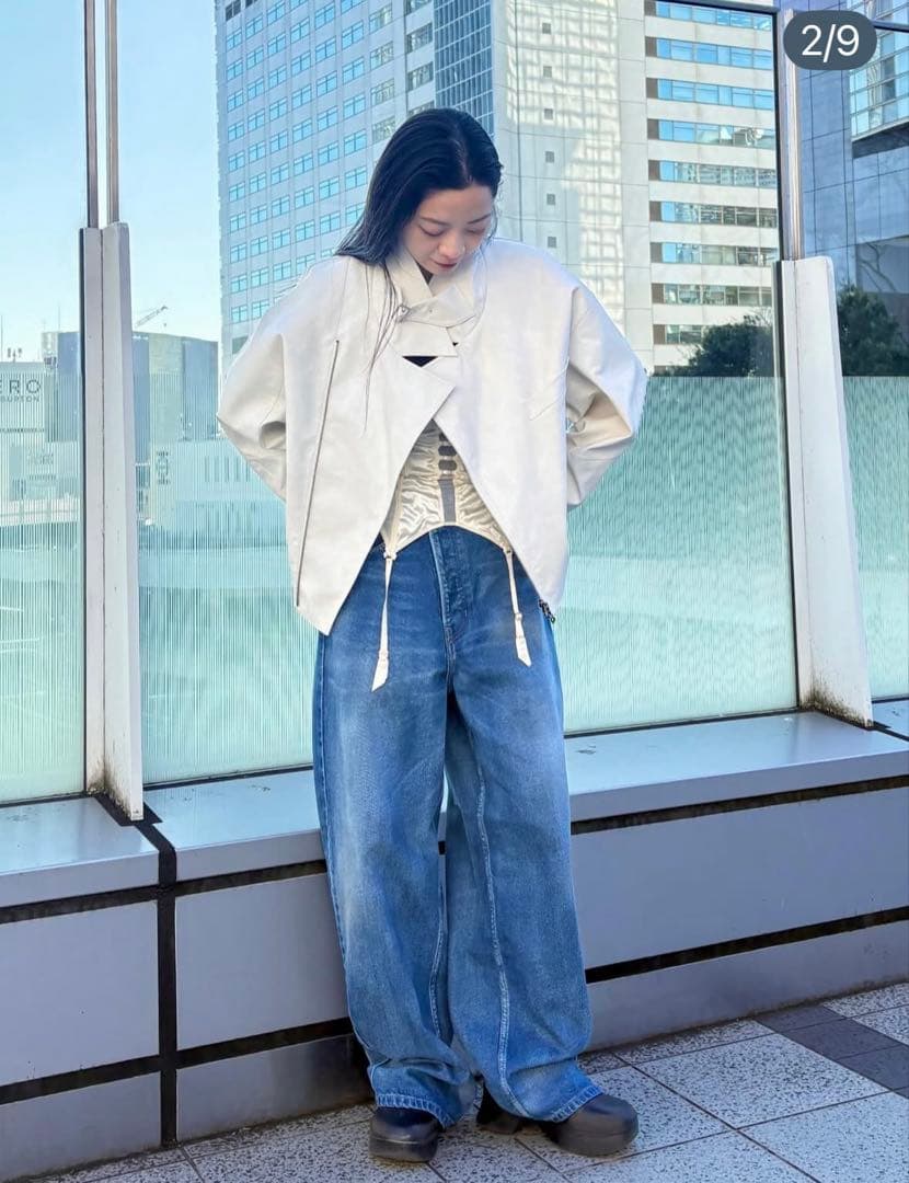 新品タグ付stunninglure ｒフェイクレザーライダースブルゾン ホワイト STUNNING LURE(スタニングルアー)｜rフェイクレザーライダース