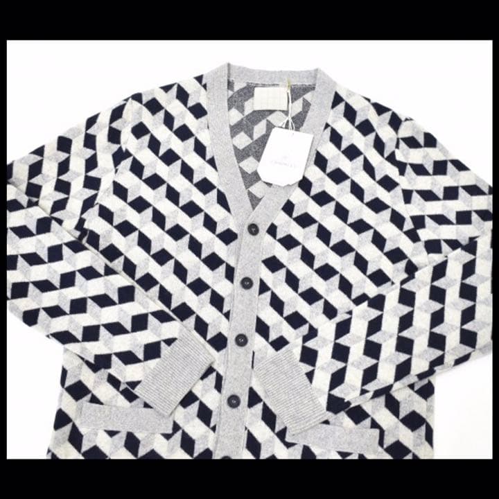 CHAUNCEY カシミヤキューブジャガードカーディガン M