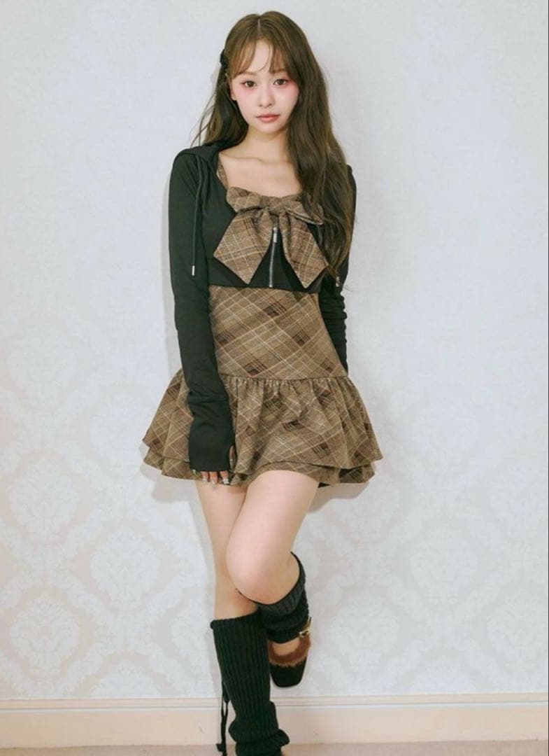 BUBBLES チェックパーカーワンピース - メルカリ