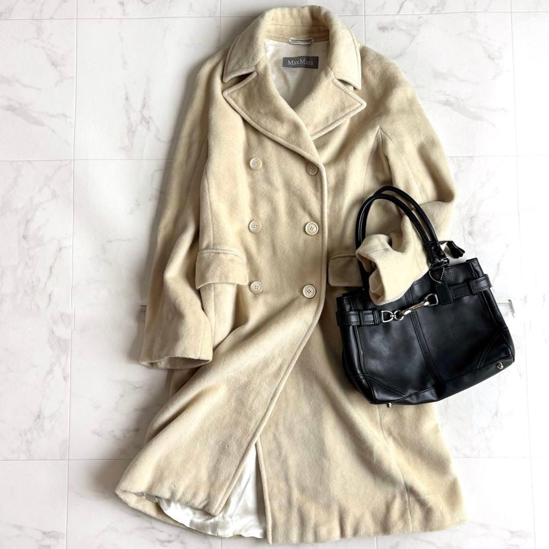 MaxMara マックスマーラ ダブルブレスト ウール ロングコート ベージュ