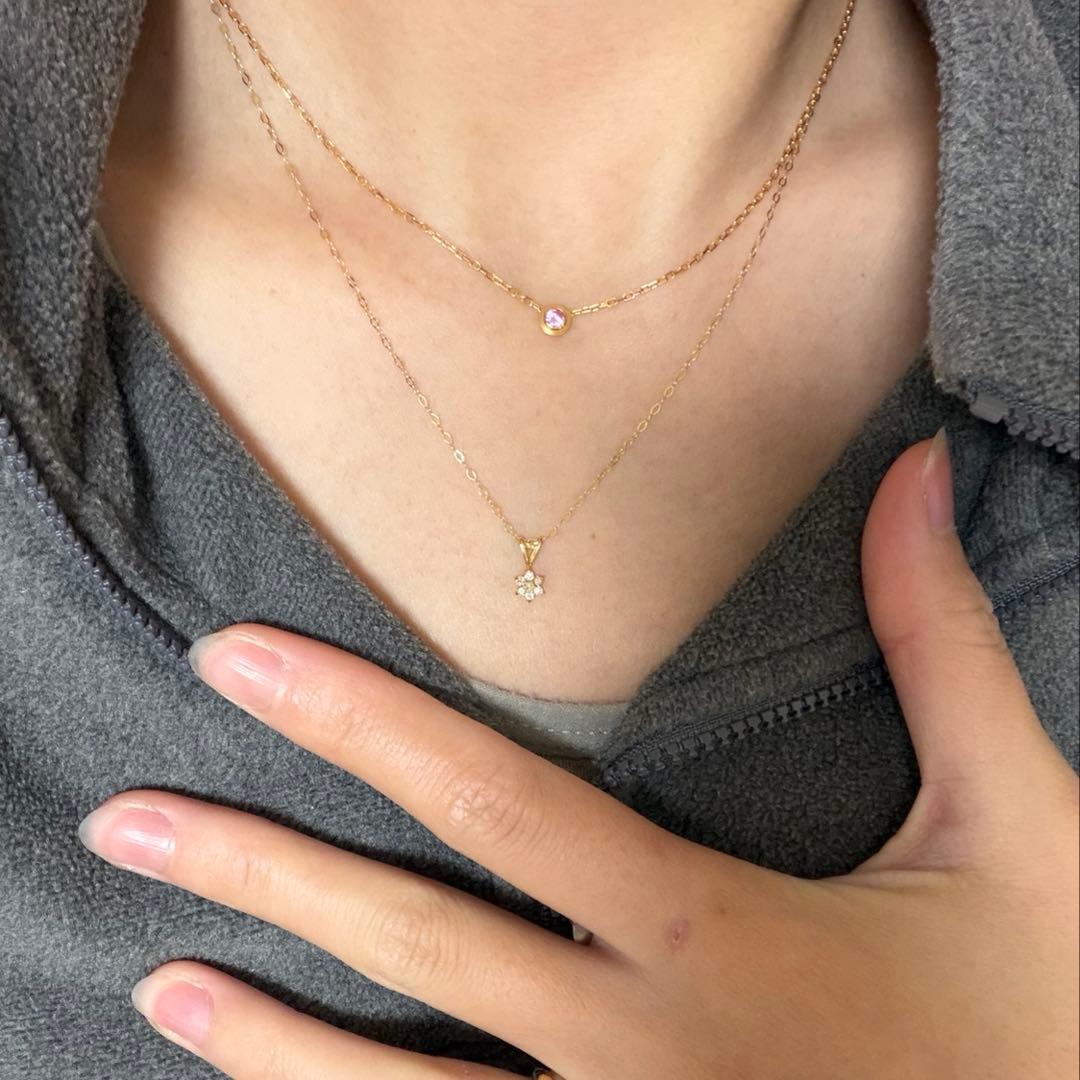 K18 ネックレス　ダイヤモンド　0.10ct 花モチーフ