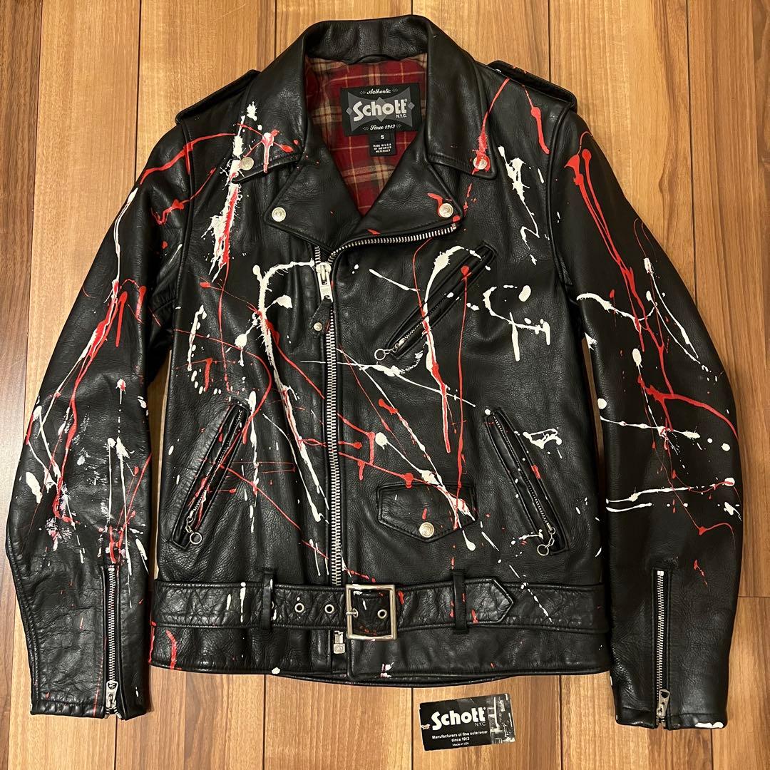 schott per21 626VN S レザーダブルライダースジャケット Cowhide Leather Motorcycle Jacket