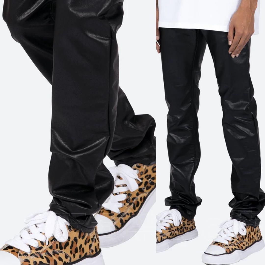 mnml ミニマル ブラック スタックレザーパンツ レザーデニム 新品 31