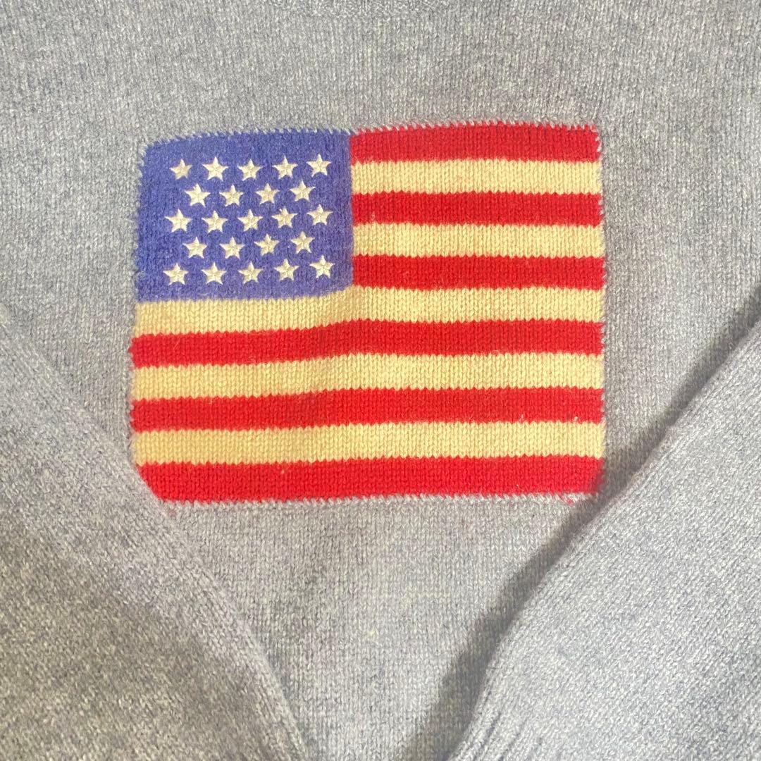 はぜぼう様⭐︎ラルフローレン 星条旗 長袖ニットセーター グレー 150