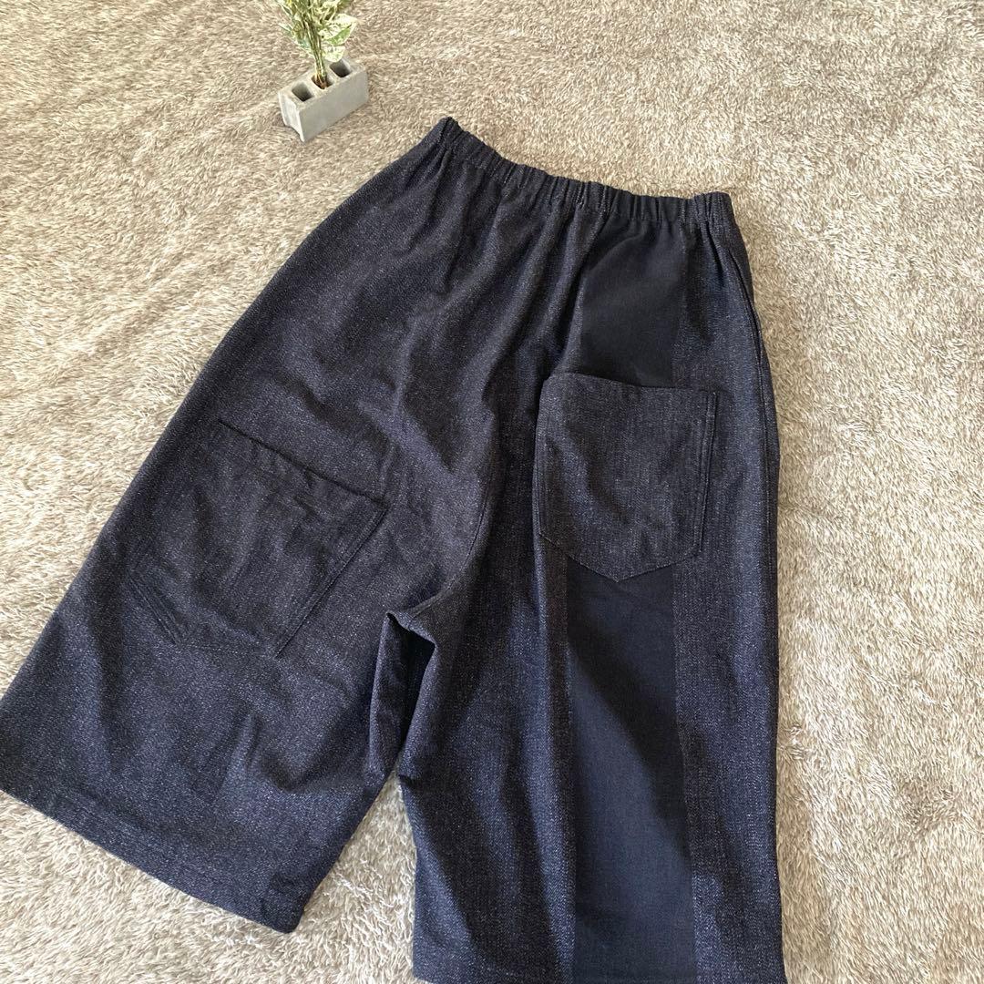 CRESCENT DUOガウチョパンツブラックストレッチ