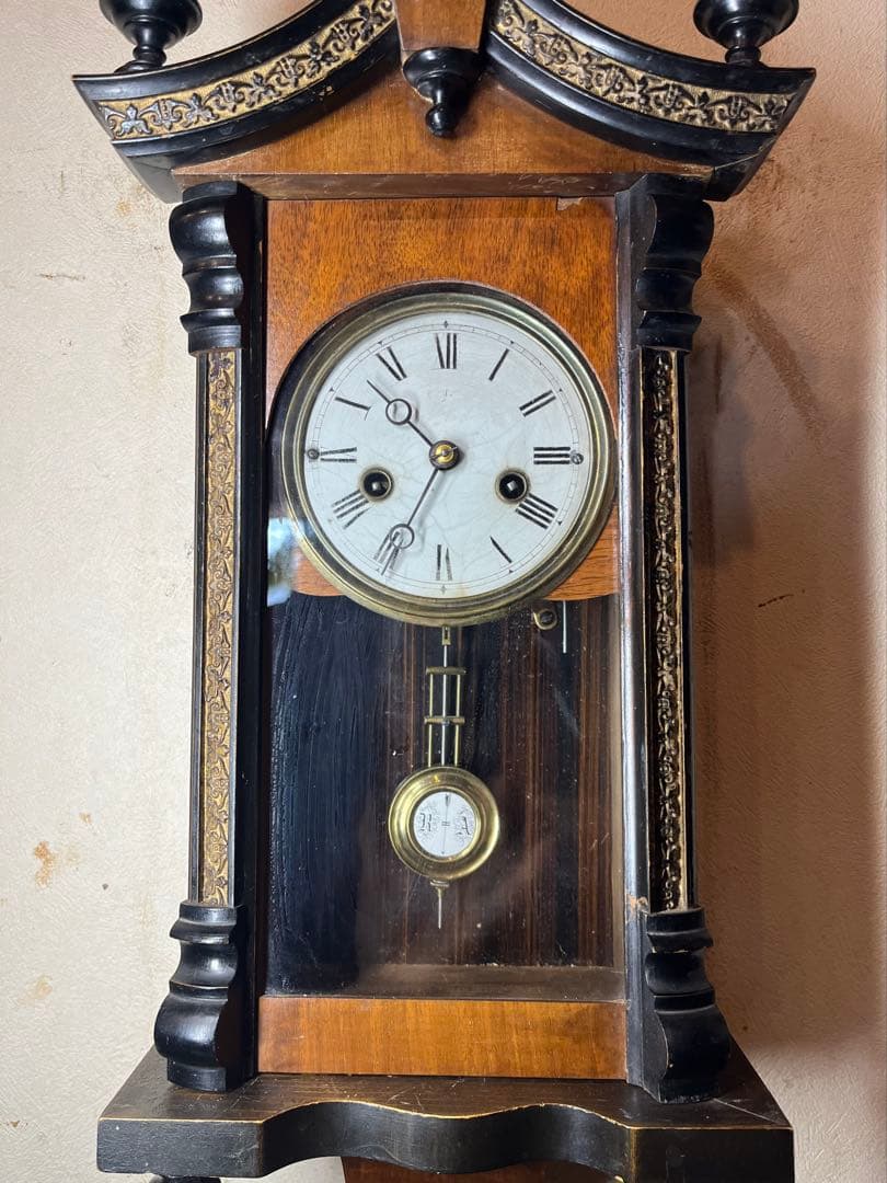 ユンハンス 五つ星ロゴ 柱時計 古時計 振り子 アンティーク ゼンマイ