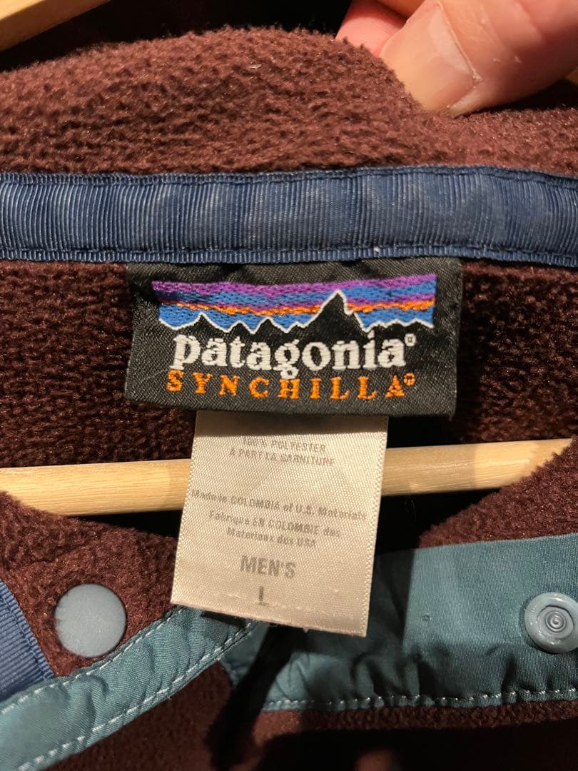 Patagonia シンチラ スナップT 09年エンジ茶色xグリーン ブラウン