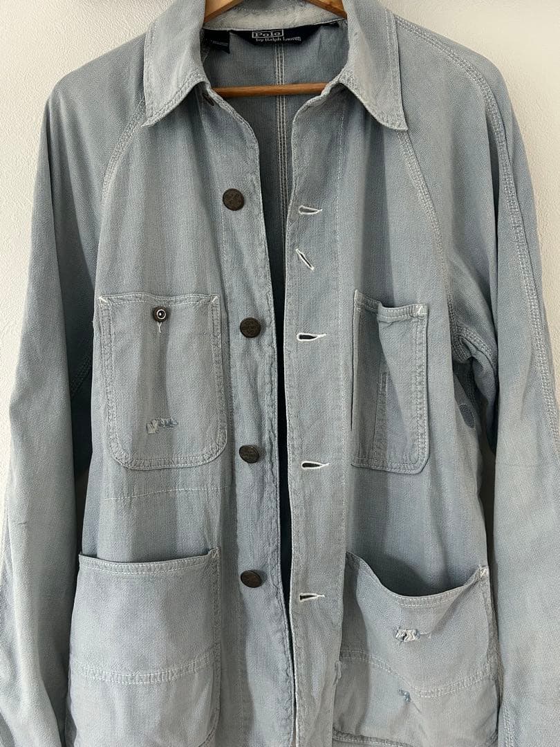 90sラルフローレン カバーオール ダメージ加工 チェンジボタン