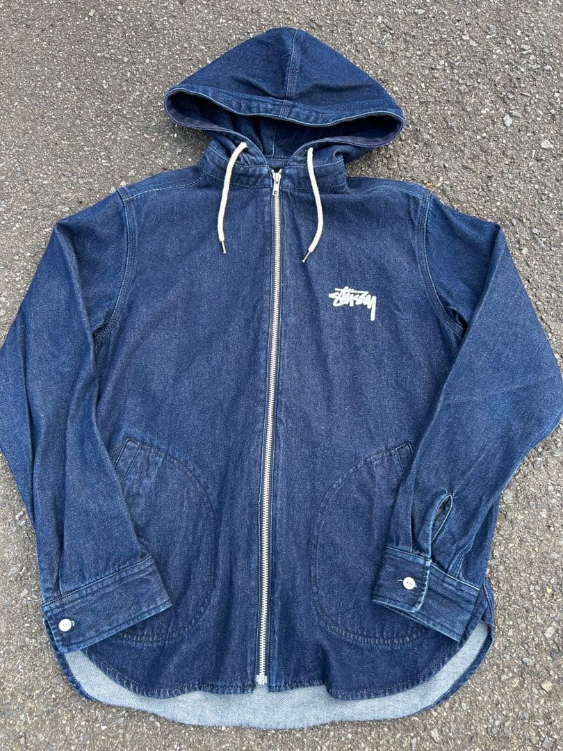 stussy デニム刺繍 ジップアップライトアウター - メルカリ